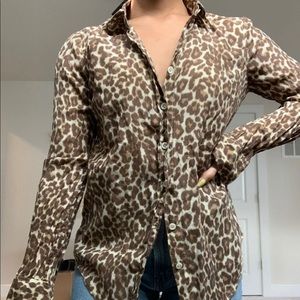 J Crew Cheetah Print Button-Up Top